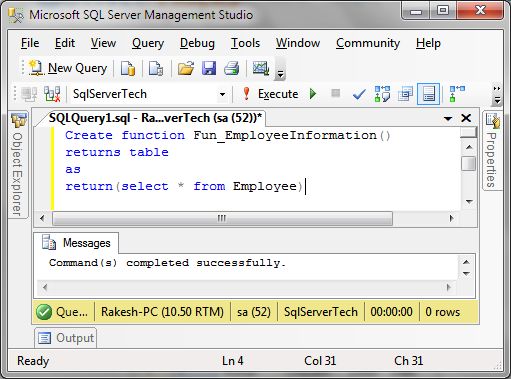 Table Valued Function